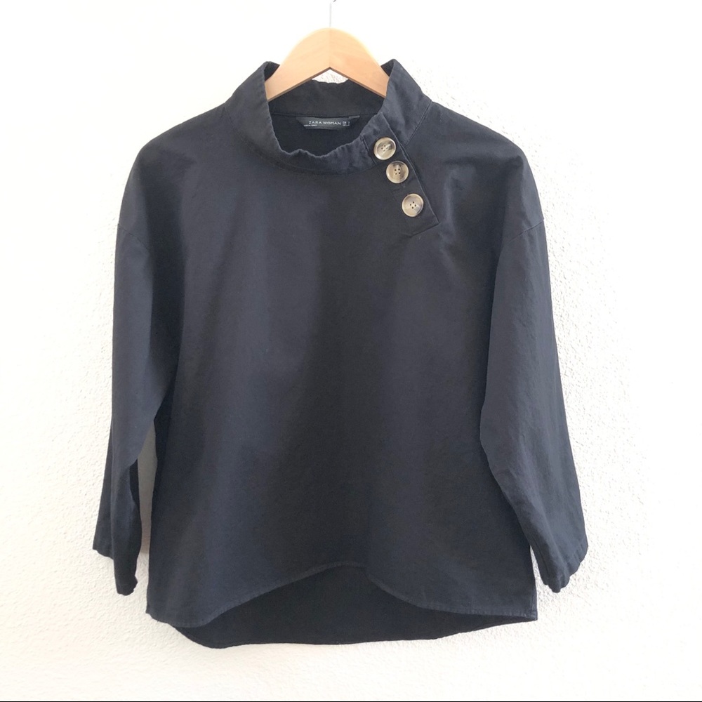 Zara Black Mock Neck Shirt